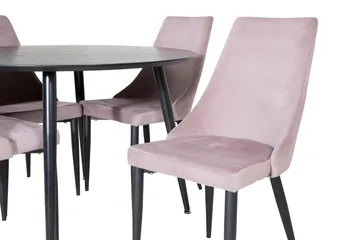 Dipp Matgrupp 115 cm Rund med 4 Leone stolar - Svart - Products - Möbler - Bord & matgrupp - Matgrupp