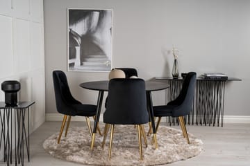 Dipp Matgrupp 115 cm Rund med 4 Velvet Deluxe stolar - Svart/Guld - Products - Möbler - Bord & matgrupp - Matgrupp