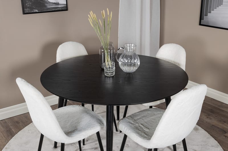 Dipp Matgrupp 115 cm Rund med 4 Polar stolar - Svart - Products - Möbler - Bord & matgrupp - Matgrupp