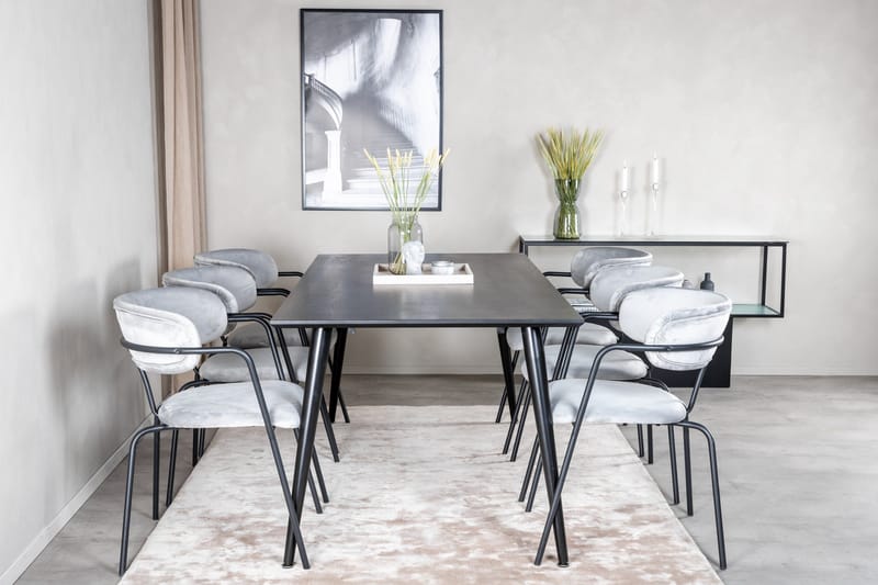 Dipp Matgrupp 180 cm Rektangulär med 6 Arrow stolar - Svart - Products - Möbler - Bord & matgrupp - Matgrupp