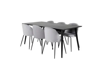 Dipp Matgrupp 180 cm Rektangulär med 6 Wrinkles stolar - Svart - Products - Möbler - Bord & matgrupp - Matgrupp