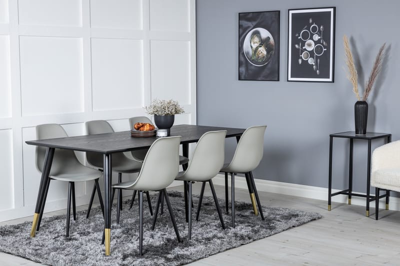 Dipp Matgrupp 180 cm Rektangulär med 6 Polar stolar - Svart/Guld - Products - Möbler - Bord & matgrupp - Matgrupp
