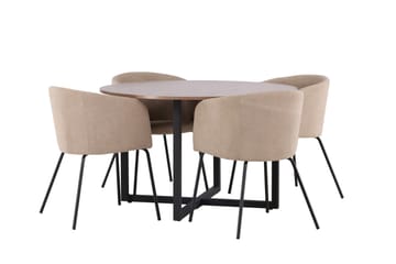 Durango Matgrupp 120 cm Rund med 4 Berit Stolar - Valnöt - Products - Möbler - Bord & matgrupp - Matgrupp