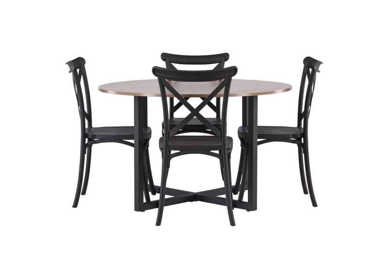 Durango Matgrupp 120 cm Rund med 4 Crosett Stolar - Valnöt - Products - Möbler - Bord & matgrupp - Matgrupp