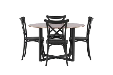 Durango Matgrupp 120 cm Rund med 4 Crosett Stolar - Valnöt - Products - Möbler - Bord & matgrupp - Matgrupp