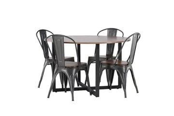 Durango Matgrupp 120 cm Rund med 4 Tempe Stolar - Valnöt - Products - Möbler - Bord & matgrupp - Matgrupp
