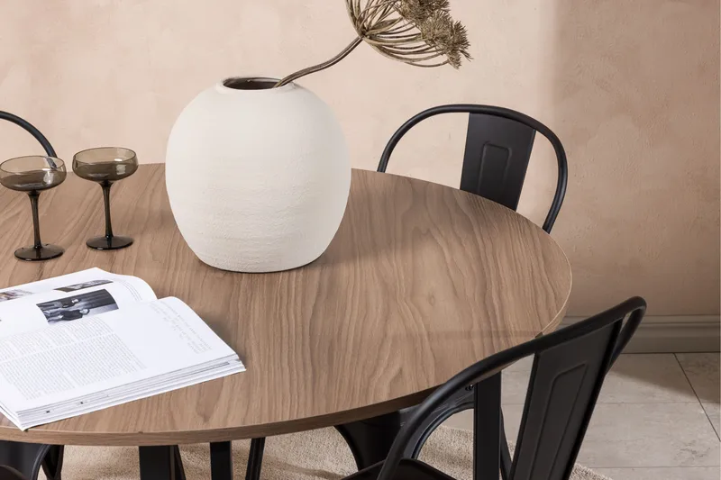 Durango Matgrupp 120 cm Rund med 4 Tempe Stolar - Valnöt - Products - Möbler - Bord & matgrupp - Matgrupp