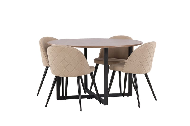 Durango Matgrupp 120 cm Rund med 4 Velvets Stolar - Valnöt - Products - Möbler - Bord & matgrupp - Matgrupp