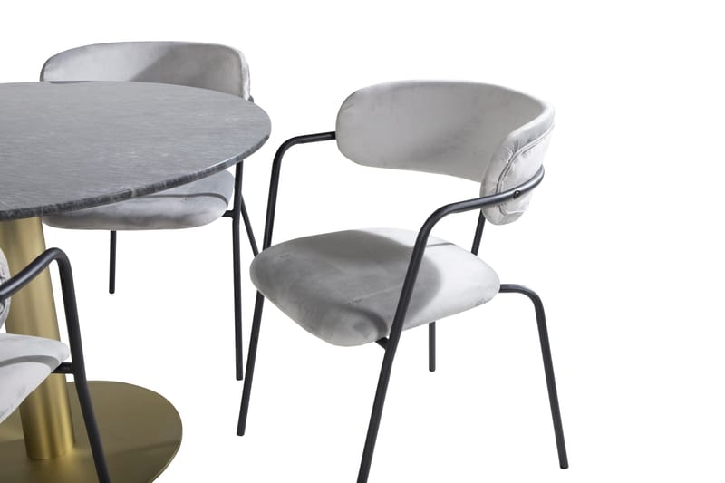 Estelle Matgrupp 106 cm Rund med 4 Arrow stolar - Svart/Guld - Products - Möbler - Bord & matgrupp - Matgrupp