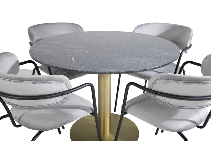 Estelle Matgrupp 106 cm Rund med 4 Arrow stolar - Svart/Guld - Products - Möbler - Bord & matgrupp - Matgrupp