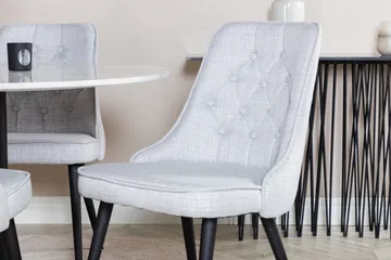 Estelle Matgrupp 106 cm Rund med 4 Velvet Deluxe stolar - Svart - Products - Möbler - Bord & matgrupp - Matgrupp