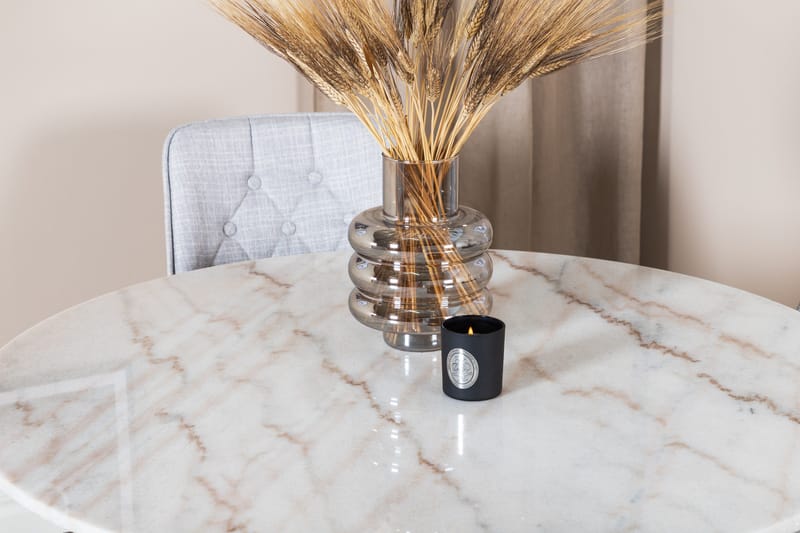 Estelle Matgrupp 106 cm Rund med 4 Velvet Deluxe stolar - Svart - Products - Möbler - Bord & matgrupp - Matgrupp