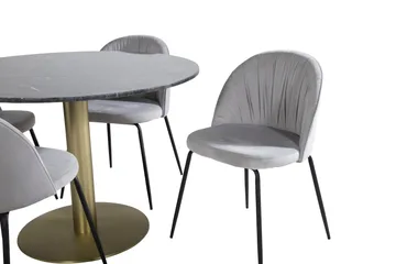 Estelle Matgrupp 106 cm Rund med 4 Wrinkles stolar - Svart/Guld - Products - Möbler - Bord & matgrupp - Matgrupp