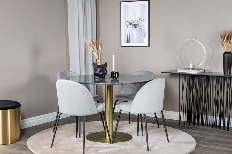Estelle Matgrupp 106 cm Rund med 4 Wrinkles stolar - Svart/Guld - Products - Möbler - Bord & matgrupp - Matgrupp