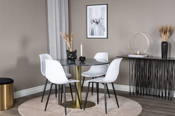 Estelle Matgrupp 106 cm Rund med 4 Polar stolar - Svart/Guld - Products - Möbler - Bord & matgrupp - Matgrupp
