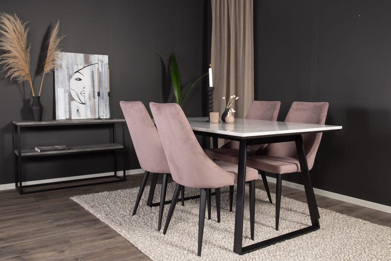 Estelle Matgrupp 140 cm Rektangulär med 4 Leone stolar - Svart - Products - Möbler - Bord & matgrupp - Matgrupp