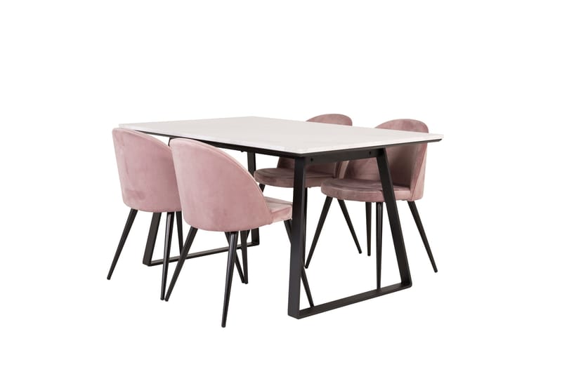 Estelle Matgrupp 140 cm Rektangulär med 4 Velvet stolar - Svart - Products - Möbler - Bord & matgrupp - Matgrupp