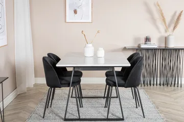 Estelle Matgrupp 140 cm Rektangulär med 4 Wrinkles stolar - Svart - Products - Möbler - Bord & matgrupp - Matgrupp