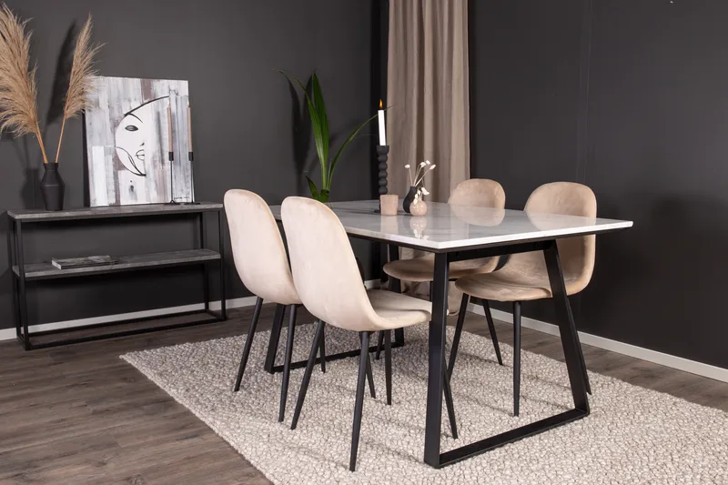 Estelle Matgrupp 140 cm Rektangulär med 4 Polar stolar - Beige - Products - Möbler - Bord & matgrupp - Matgrupp