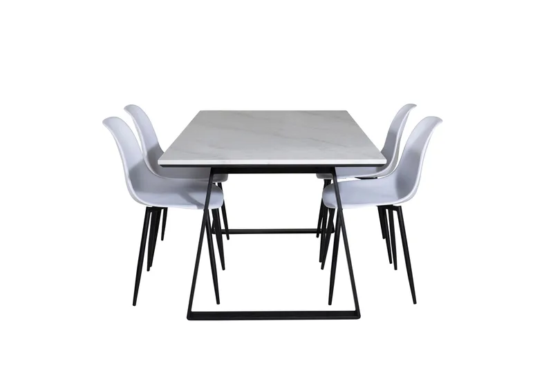 Estelle Matgrupp 140 cm Rektangulär med 4 Polar stolar, Svart