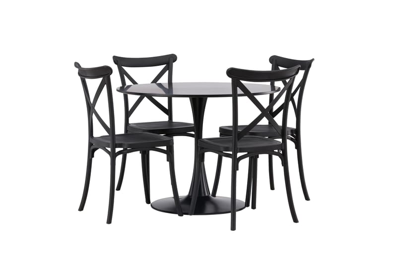 Glade Matgrupp 100 cm Rund med 4 Crosett stolar - Svart - Products - Möbler - Bord & matgrupp - Matgrupp