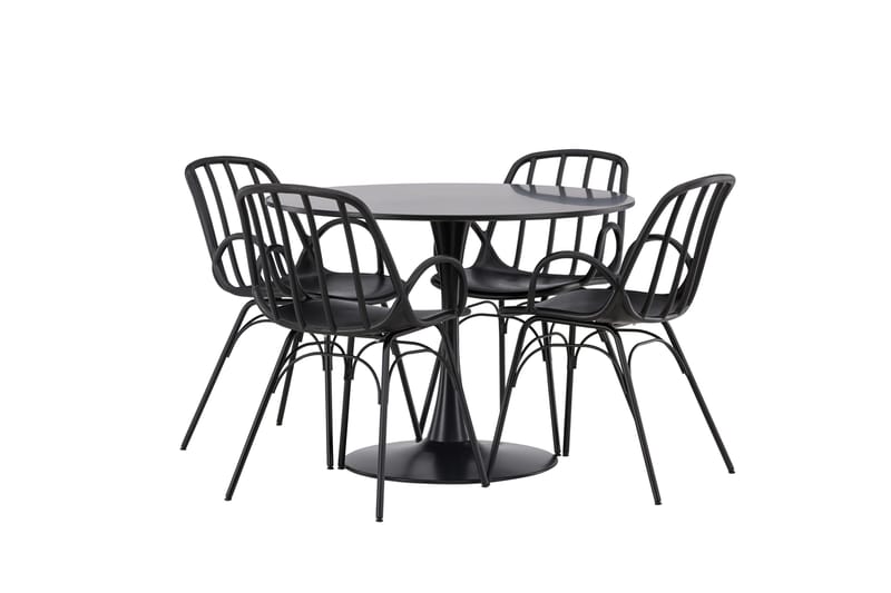 Glade Matgrupp 100 cm Rund med 4 Dyrön stolar - Svart - Products - Möbler - Bord & matgrupp - Matgrupp