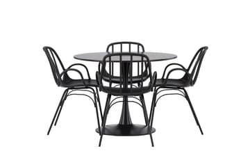 Glade Matgrupp 100 cm Rund med 4 Dyrön stolar - Svart - Products - Möbler - Bord & matgrupp - Matgrupp