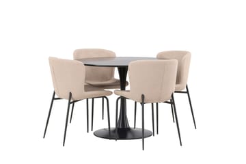 Glade Matgrupp 100 cm Rund med 4 Modesto stolar - Beige - Products - Möbler - Bord & matgrupp - Matgrupp