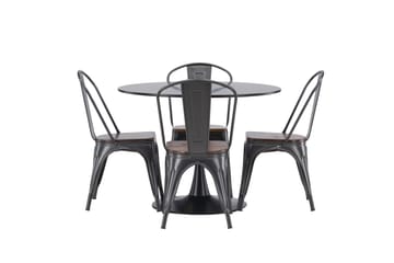 Glade Matgrupp 100 cm Rund med 4 Tempe stolar - Mörkgrå - Products - Möbler - Bord & matgrupp - Matgrupp