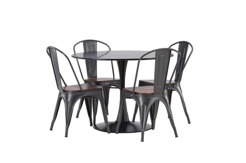 Glade Matgrupp 100 cm Rund med 4 Tempe stolar - Mörkgrå - Products - Möbler - Bord & matgrupp - Matgrupp