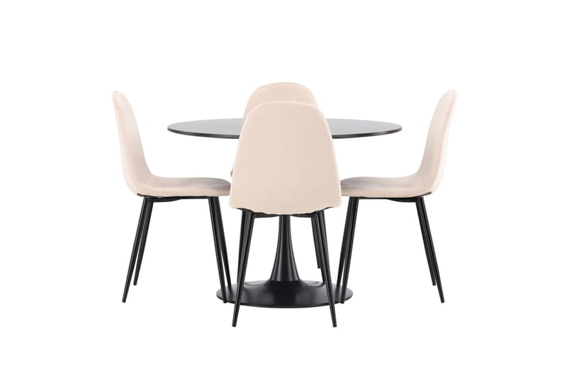 Glade Matgrupp 100 cm Rund med 4 Polar stolar - Beige - Products - Möbler - Bord & matgrupp - Matgrupp