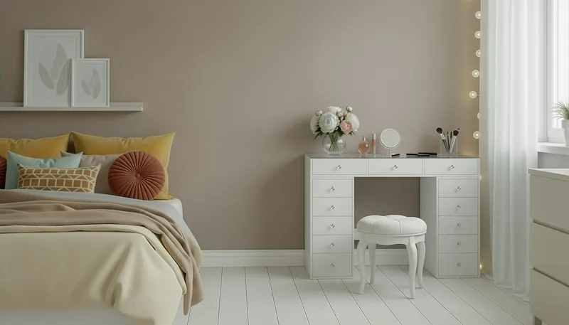 Glow Stort sminkbord med glasskiva - Förvaring med lådor och fack  120 cm - Vit - Products - Möbler - Bord & matgrupp - Sminkbord & toalettbord