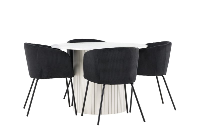 Härön Matgrupp 110 cm Rund med 4 Berit stolar - Vit/Svart - Products - Möbler - Bord & matgrupp - Matgrupp