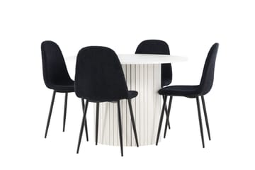 Härön Matgrupp 110 cm Rund med 4 Polar stolar - Vit/Svart - Products - Möbler - Bord & matgrupp - Matgrupp