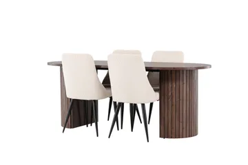 Härön Matgrupp 200 cm Oval med 4 Leone stolar - Mocca/Beige - Products - Möbler - Bord & matgrupp - Matgrupp