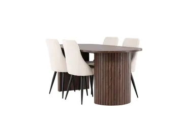 Härön Matgrupp 200 cm Oval med 4 Leone stolar - Mocca/Beige - Products - Möbler - Bord & matgrupp - Matgrupp