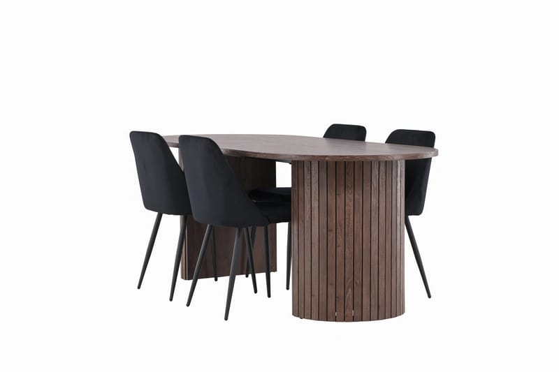 Härön Matgrupp 200 cm Oval med 4 Night stolar - Mocca/Svart - Products - Möbler - Bord & matgrupp - Matgrupp
