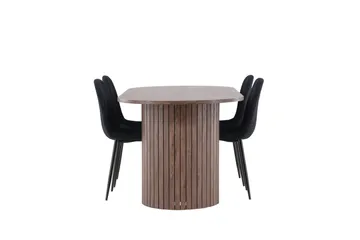 Härön Matgrupp 200 cm Oval med 4 Polar stolar - Mocca/Svart - Products - Möbler - Bord & matgrupp - Matgrupp