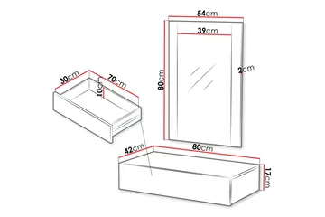 Hammarstrand svävande sminkbord med vägghängd spegel - 80x42 - Valnöt - Products - Möbler - Bord & matgrupp - Sminkbord & toalettbord