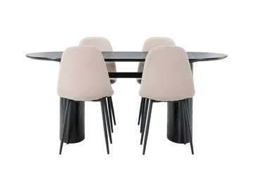 Isolde Matgrupp 180 cm Oval med 4 Polar stolar - Beige - Products - Möbler - Bord & matgrupp - Matgrupp