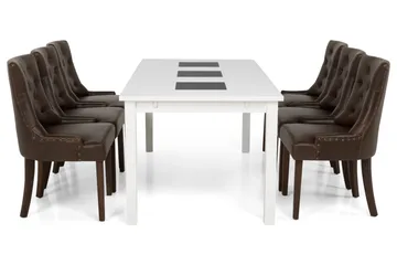 Jasmin Matgrupp 180 cm med 6 Tuva Fåtölj - Vit/Brun PU - Products - Möbler - Bord & matgrupp - Matgrupp