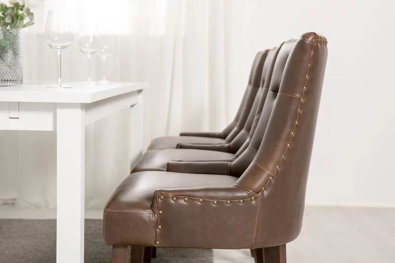 Jasmin Matgrupp 180 cm med 6 Tuva Fåtölj - Vit/Brun PU - Products - Möbler - Bord & matgrupp - Matgrupp