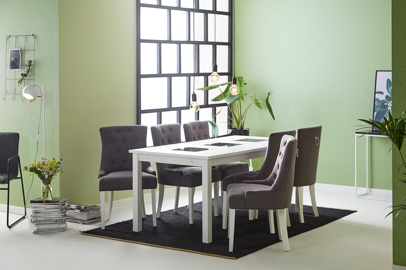 Jasmin Matgrupp med 6 st Viktoria Fåtöljer - Vit/Grå - Products - Möbler - Bord & matgrupp - Matgrupp