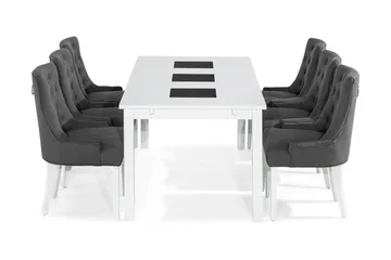 Jasmin Matgrupp med 6 st Viktoria Fåtöljer - Vit/Grå - Products - Möbler - Bord & matgrupp - Matgrupp