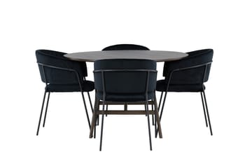Kaseidon Matgrupp 100 cm Rund med 4 Selma Stolar - Mörkbrun - Products - Möbler - Bord & matgrupp - Matgrupp