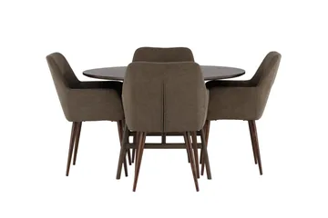 Kaseidon Matgrupp 100 cm Rund med 4 Tomorrow stolar - Brun - Products - Möbler - Bord & matgrupp - Matgrupp