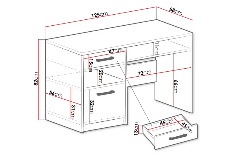 Escaldes Skrivbord 125 cm - Lila - Products - Möbler - Bord & matgrupp - Kontorsbord - Datorbord
