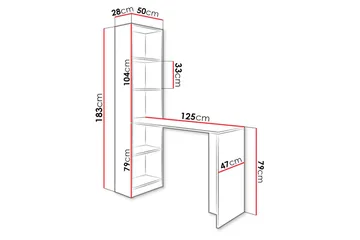 Gdeide Skrivbord 125 cm med Förvaring Hylla - Ekfärg/Beige - Products - Möbler - Bord & matgrupp - Kontorsbord - Datorbord