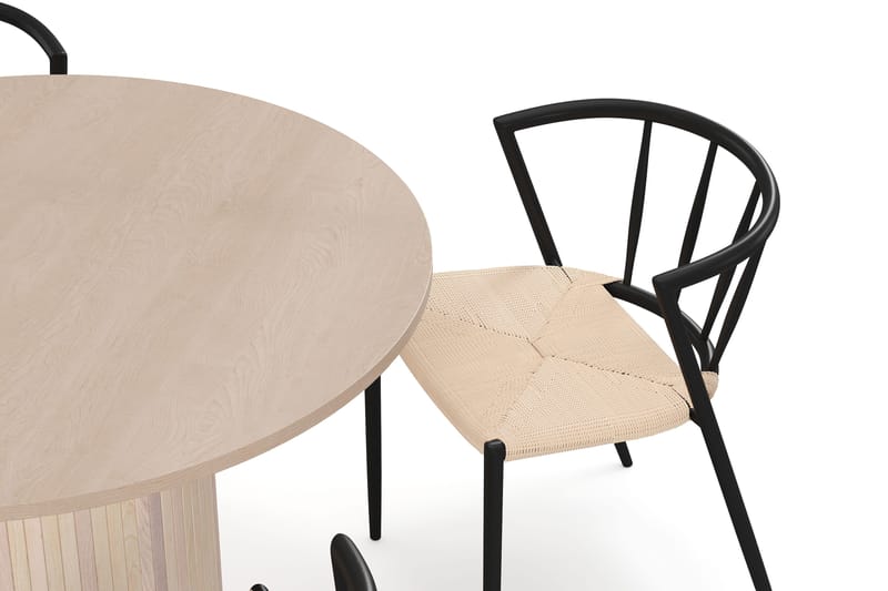 Kopparbo Matbord 106 cm med 4 Winston Matstolar - White / Beige / Metallben Svart - Products - Möbler - Bord & matgrupp - Matgrupp