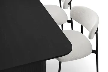 Kopparbo Matbord 180-240 cm Förlängningsbart med 4 Lucy Matstolar - Svart / Vit Bouclé / Metallben Svart - Products - Möbler - Bord & matgrupp - Matgrupp